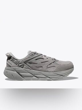 🆕 NIB HOKA Clifton L Grey Suede Sneaker Walking Shoe Unisex Athletic COMFY $170